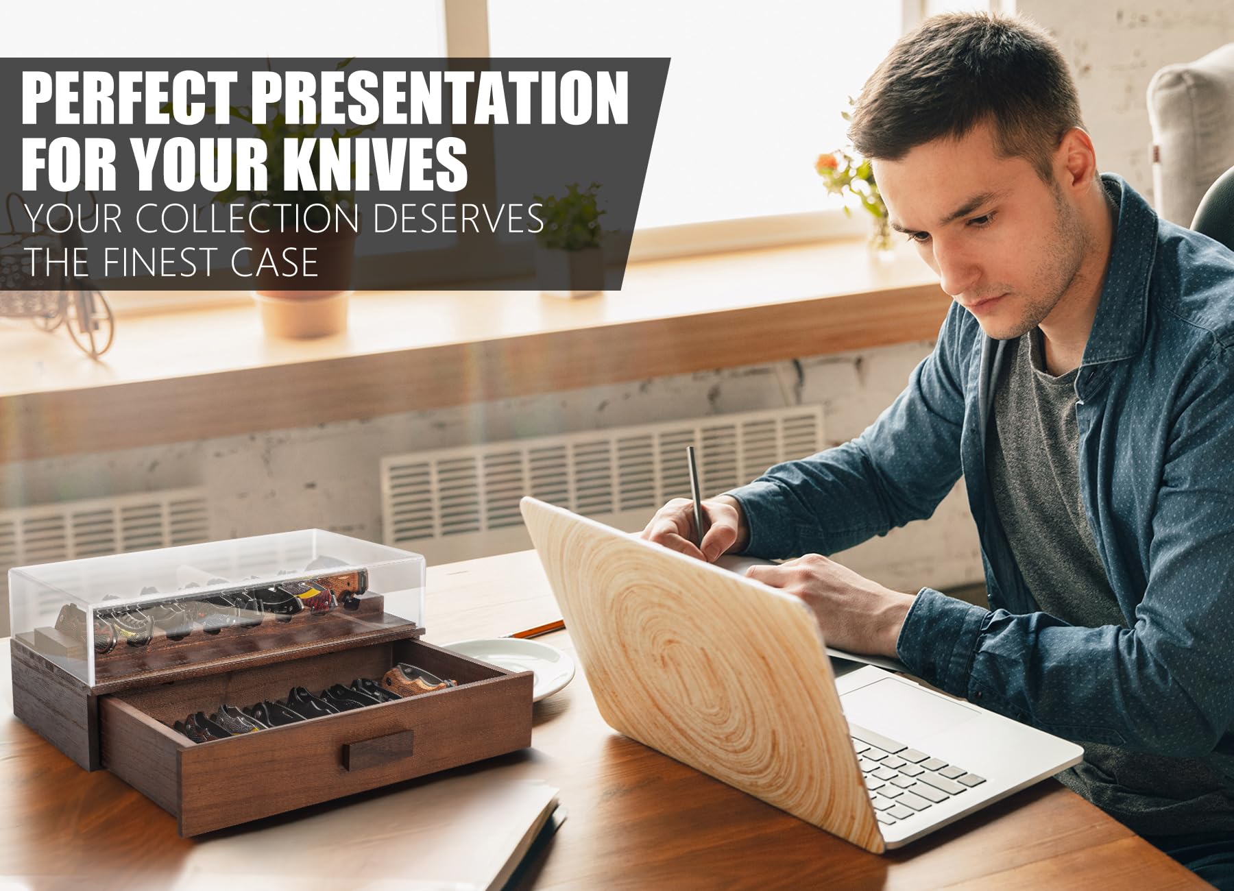 Parkway Home lifestyle shot on shelf presenting knives as decorative, organized display