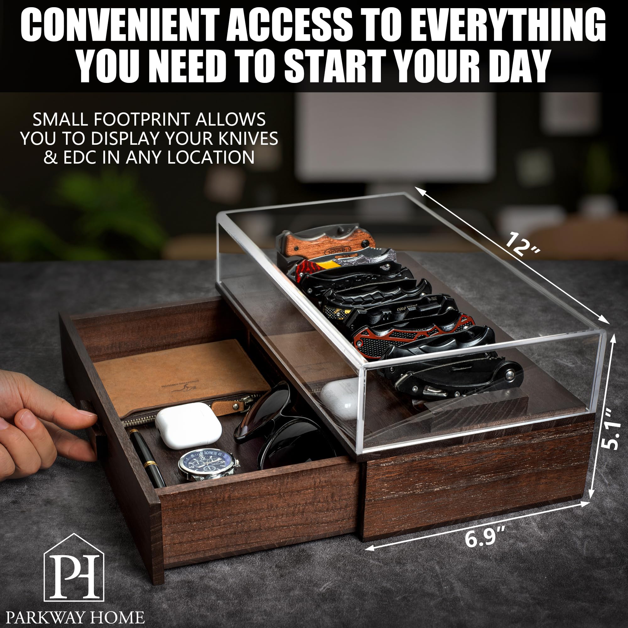 Parkway Home removable drawer insert open illustrating hidden storage and easy access