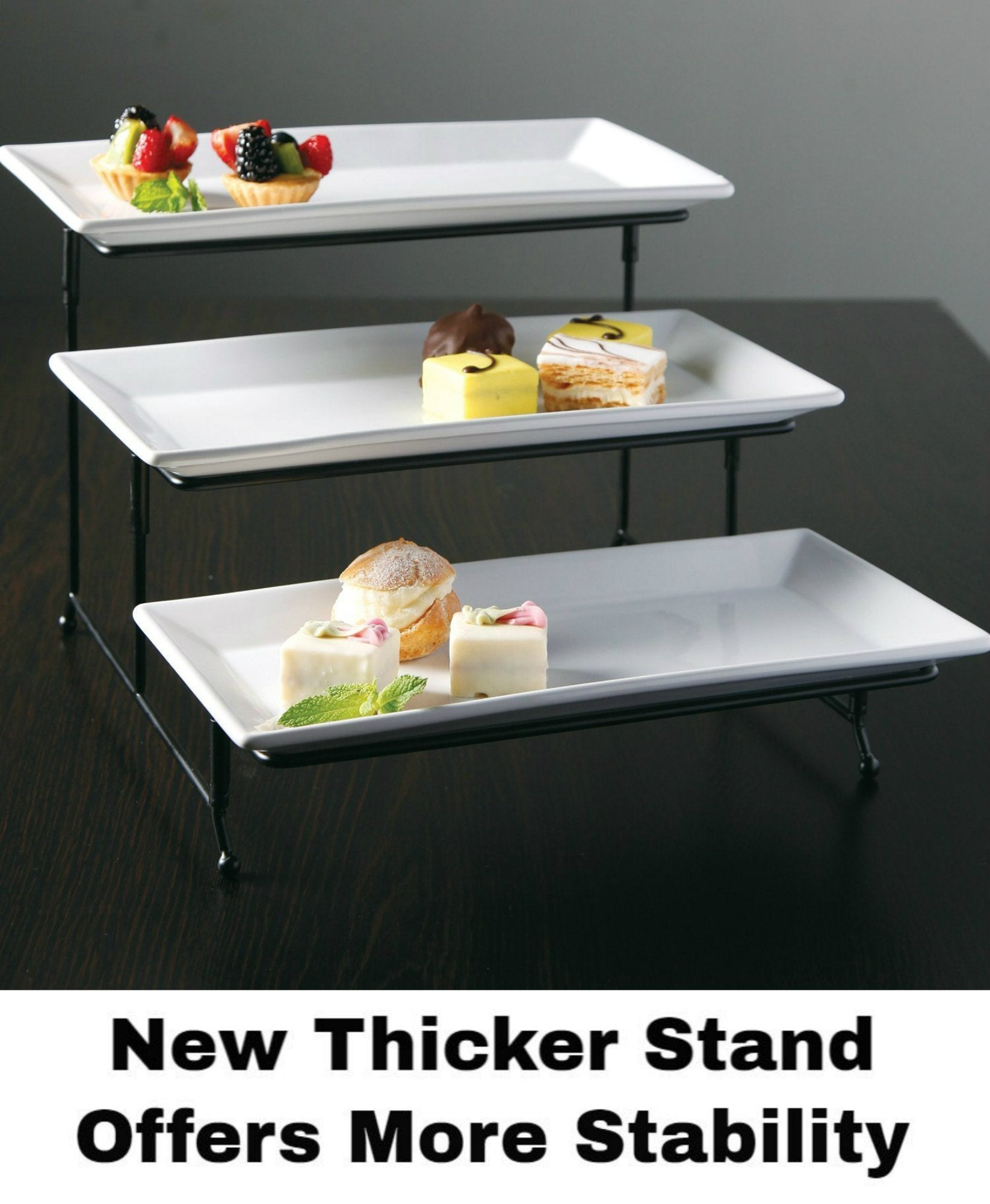 Partito Bella side view demonstrating swiveling tiers for flexible angles
