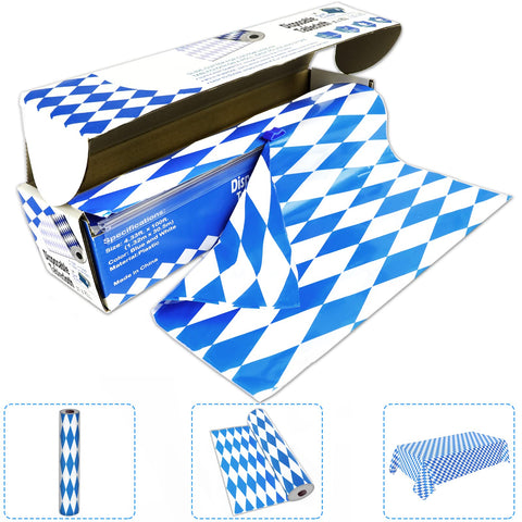 party greeting front packaging showing full 52in x 100ft roll for easy event prep