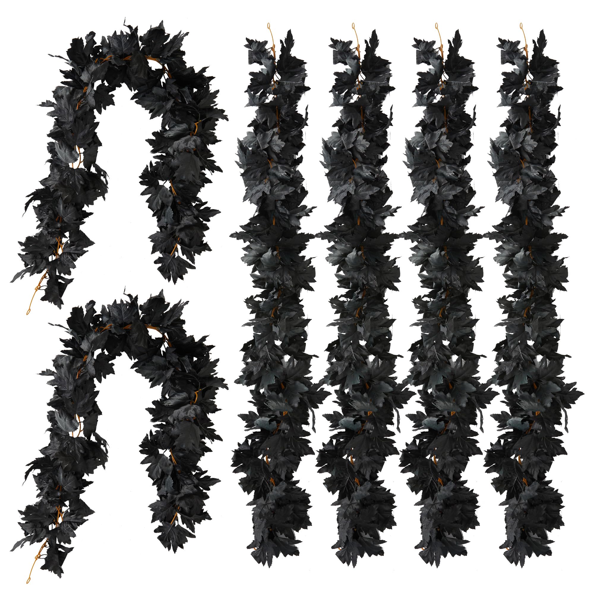 PARTY JOY front view of black maple garland showing full length and mood