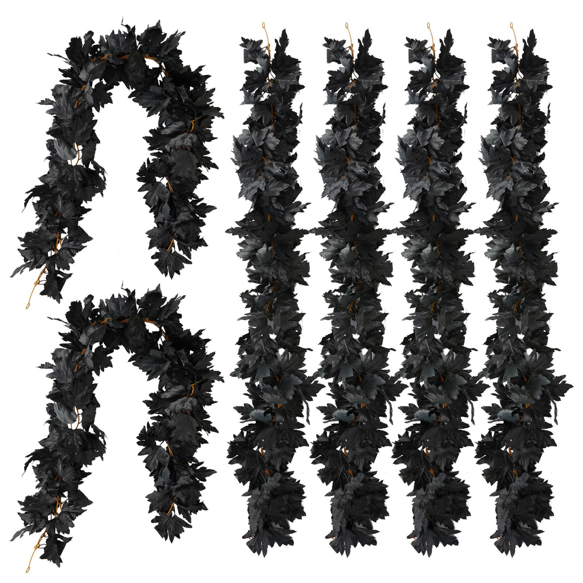 PARTY JOY front view of black maple garland showing full length and mood