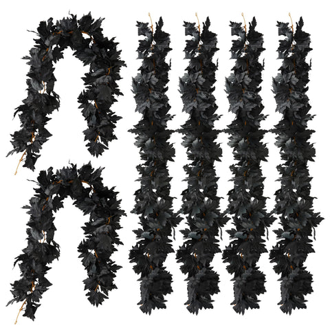 PARTY JOY front view of black maple garland showing full length and mood