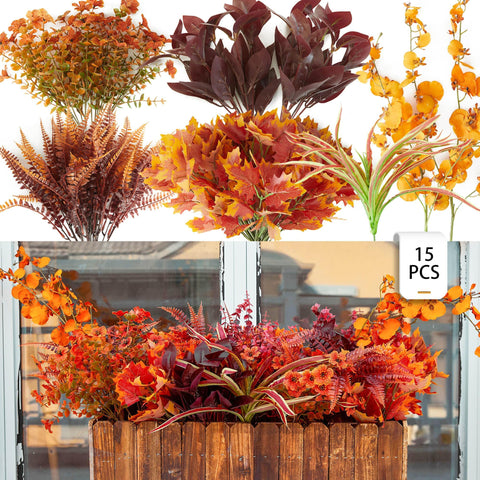 PARTY JOY front view of packaged 15-piece fall flower set showing colors and variety