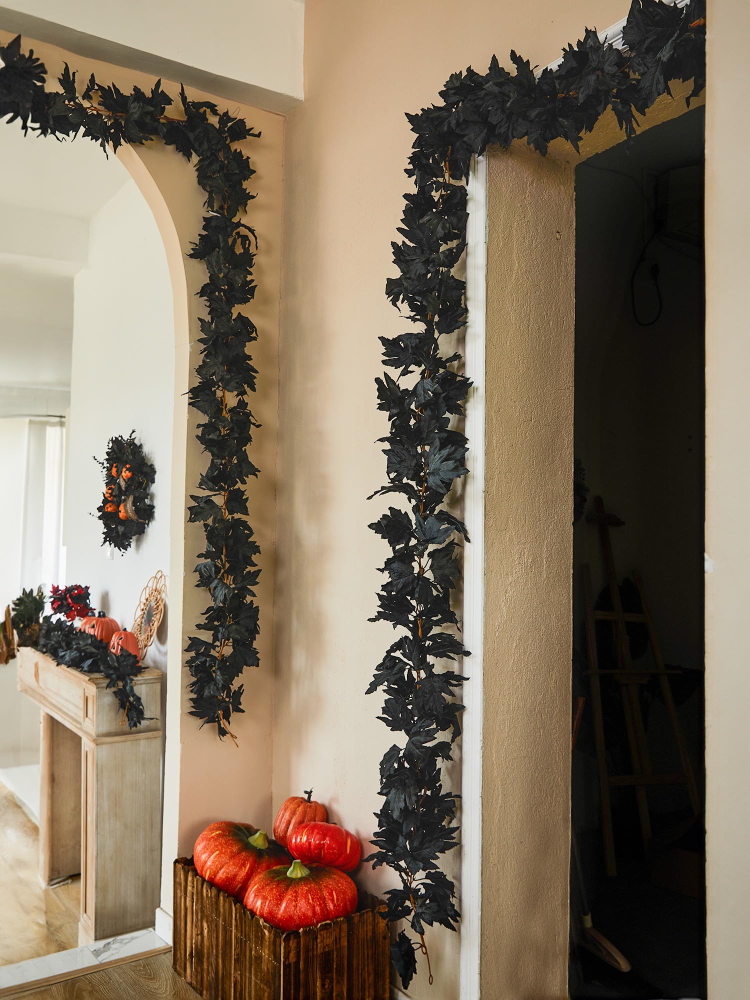 PARTY JOY garland used as table centerpiece adding dramatic autumn contrast