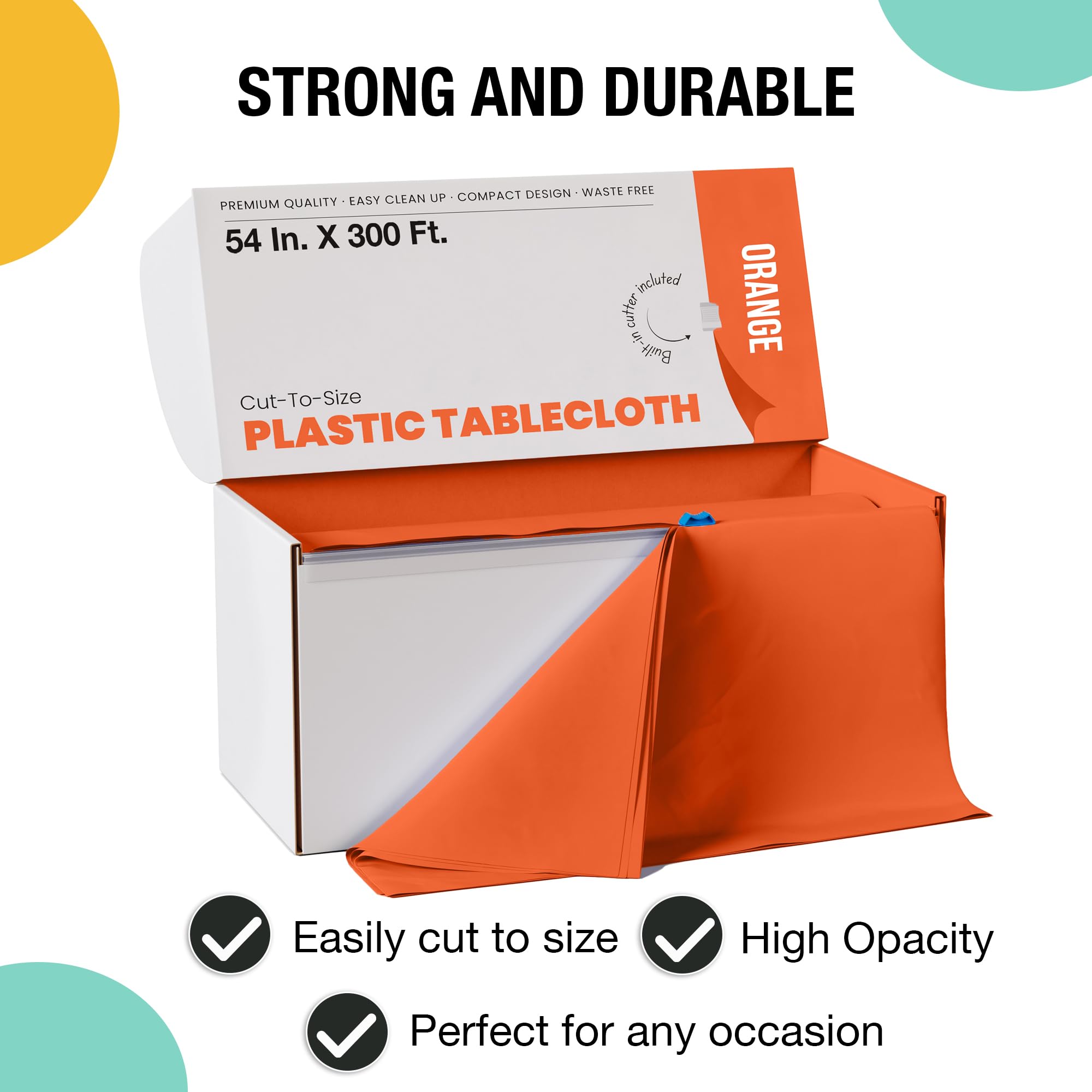 Party Solids roll unspooled on table demonstrating wide 54-inch coverage