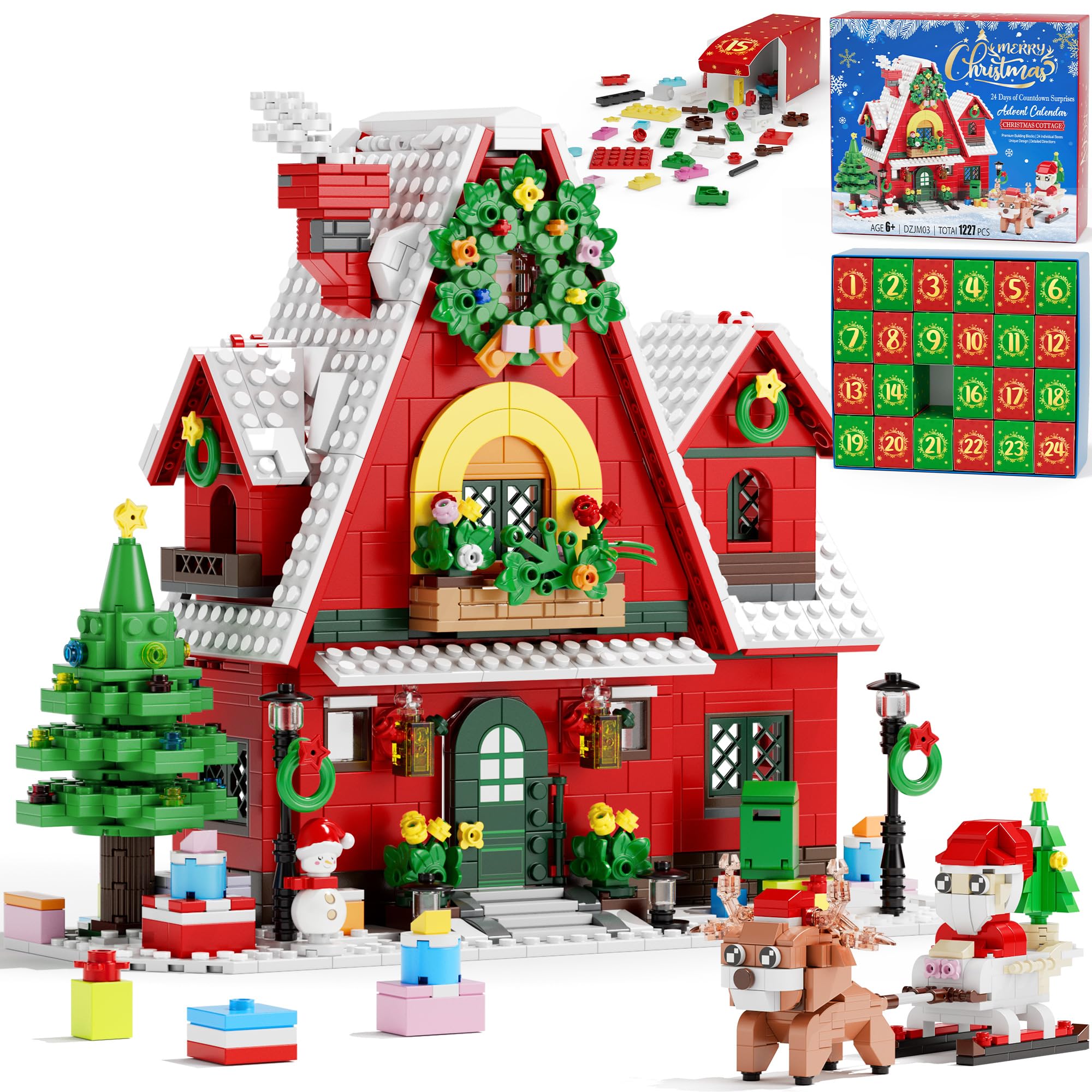 Partylamb front packaging of advent calendar highlighting the festive cottage design and gift-ready box