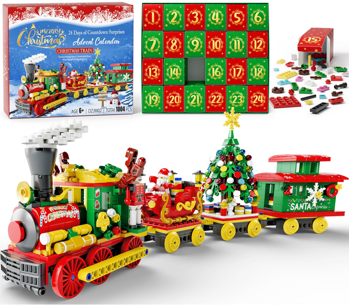 Partylamb front packaging of advent calendar showing festive box and 24 compartments benefit: clear gift presentation