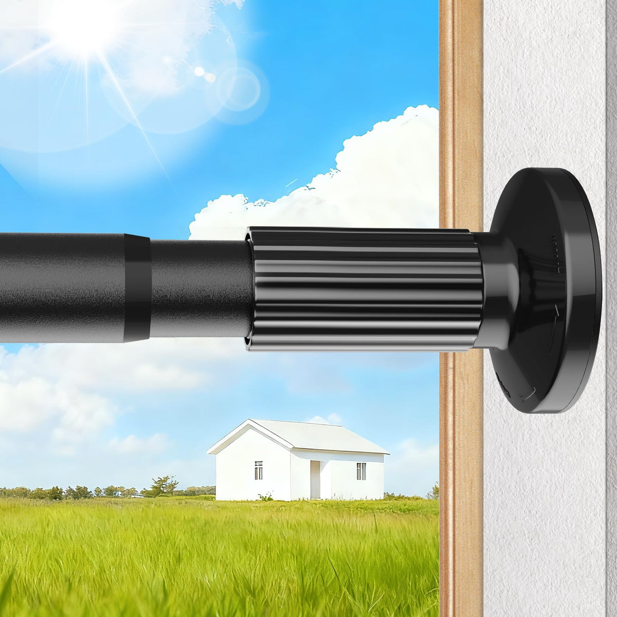 Parutta front view of installed rod showing clean black finish and strong support