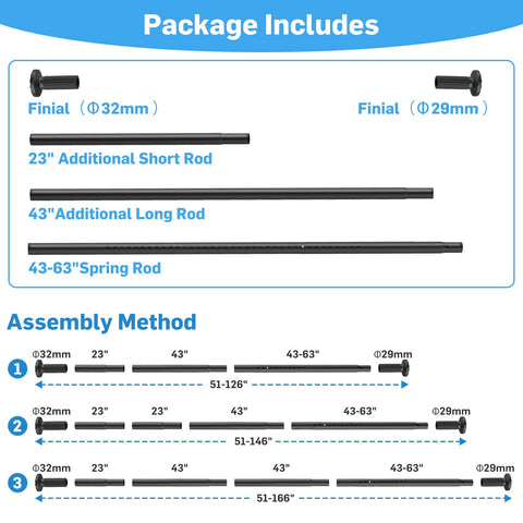 Parutta contents laid out showing included rods and easy, tool-free setup