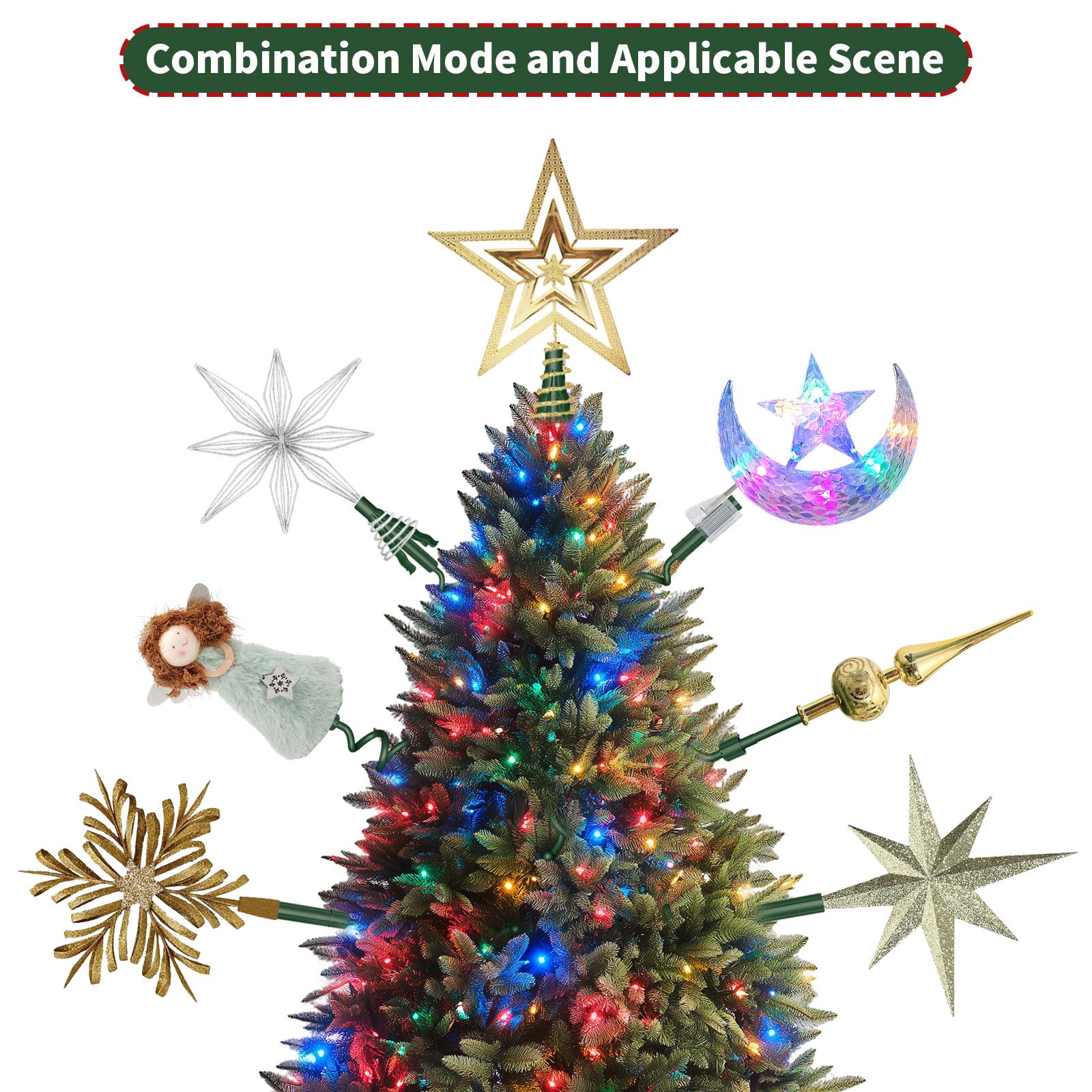 PASARA in living room with tree topper showing tidy festive display benefit