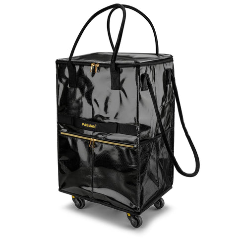 PASMAN front view of rolling grocery bag showing durable fabric and capacity
