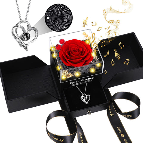 Pasuvsigt front view of heart-shaped gift box showing elegant presentation and longevity benefit