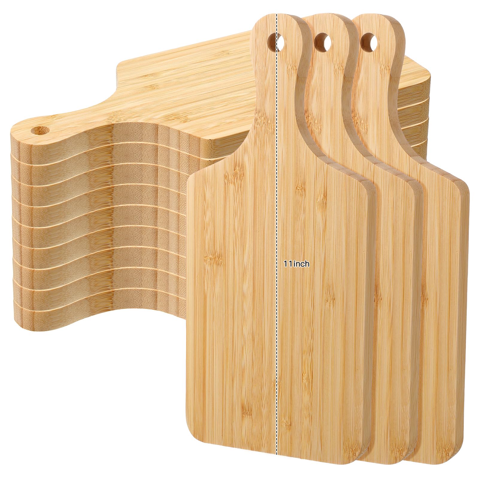 Patelai front pack view showing twelve bamboo boards and neat handles, ideal for events