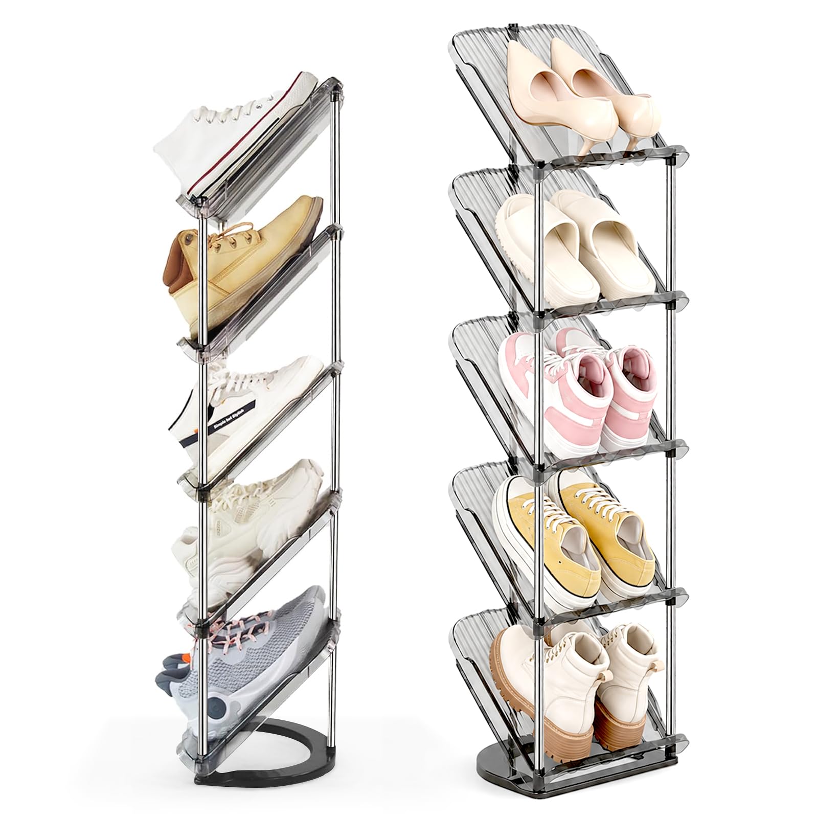 Patinao front view showing five-tier slim shoe storage benefit