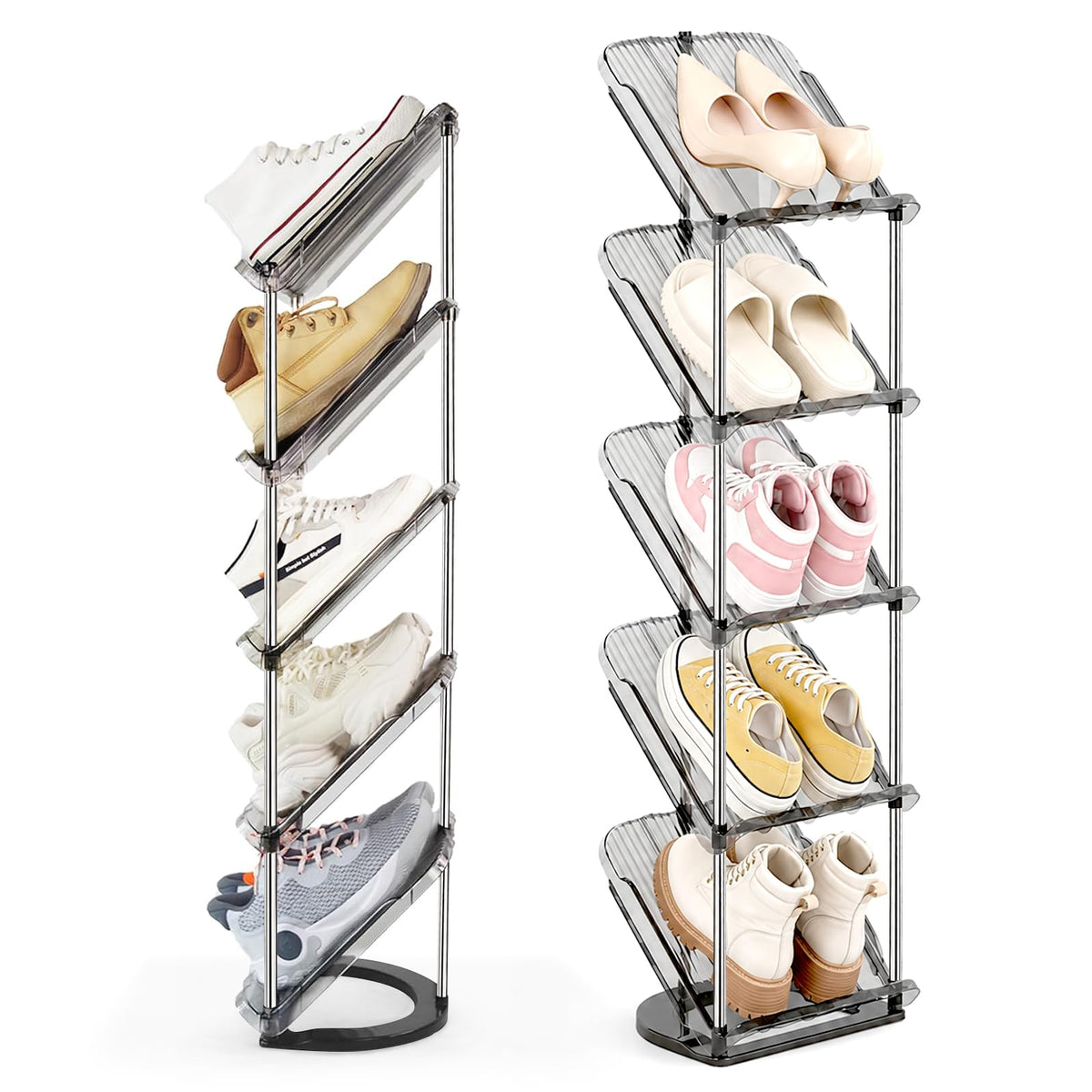 Patinao front view showing five-tier slim shoe storage benefit