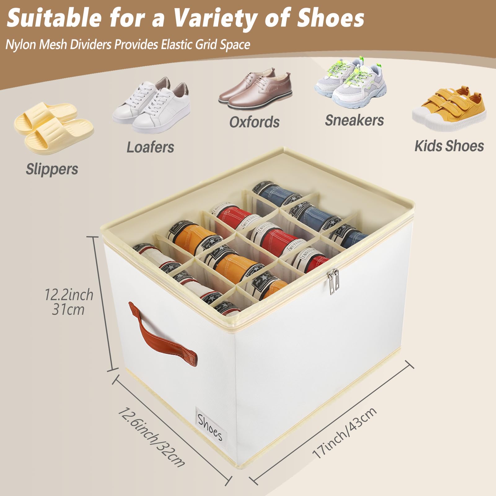 Patinao clear lid close-up letting you see shoes and preventing dust