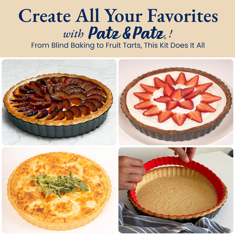 Patz&Patz tart in use with quiche baked evenly demonstrating consistent browning