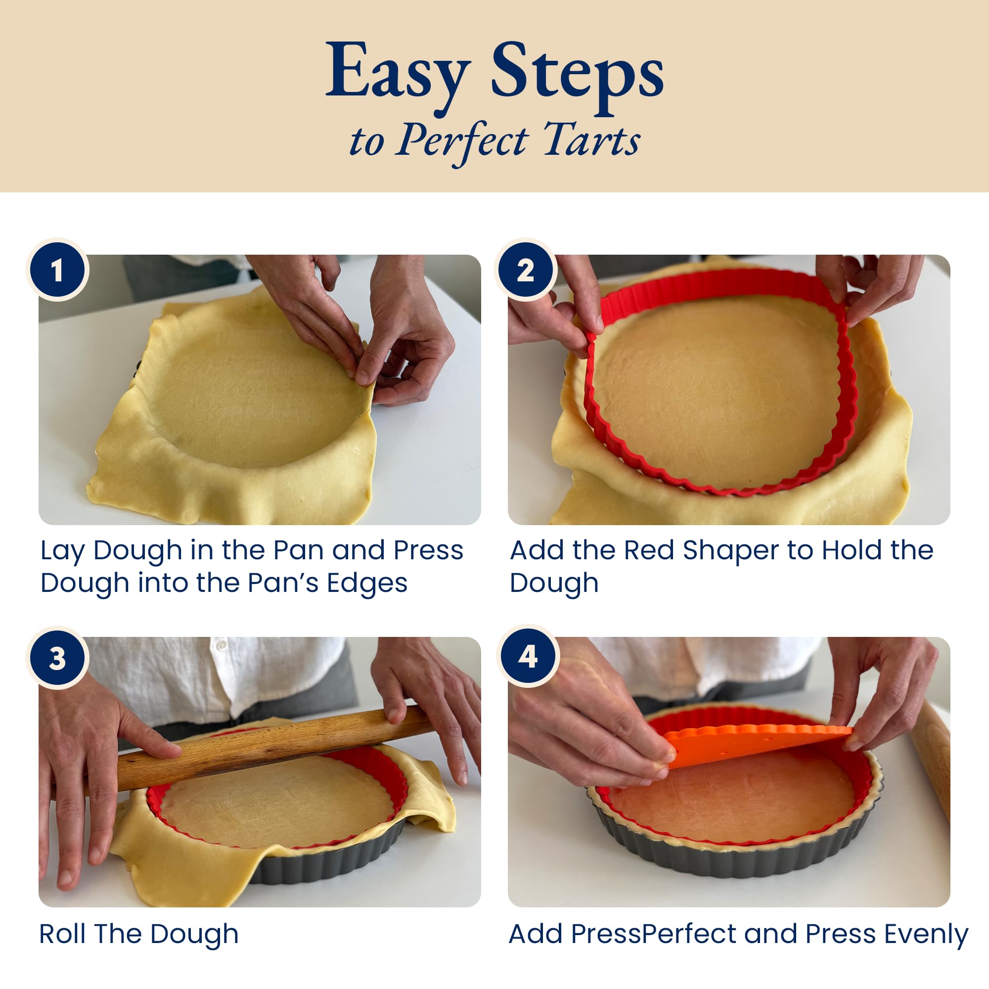 Patz&Patz removable bottom lifted to release tart for clean serving and preservation