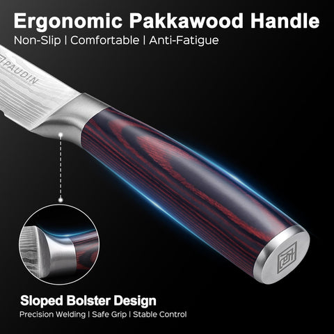 PAUDIN knife beside bagel halves illustrating clean cuts and minimal compression benefit