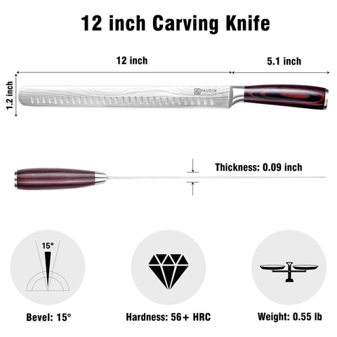 PAUDIN blade beside ruler showing 12-inch scale for long single-stroke cuts