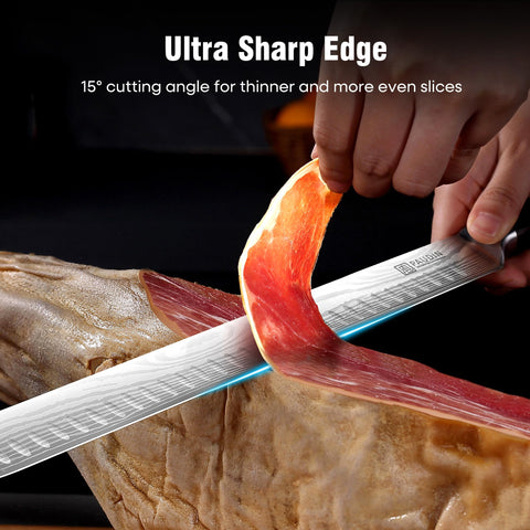 PAUDIN close-up of granton edge reducing sticking for smoother cuts