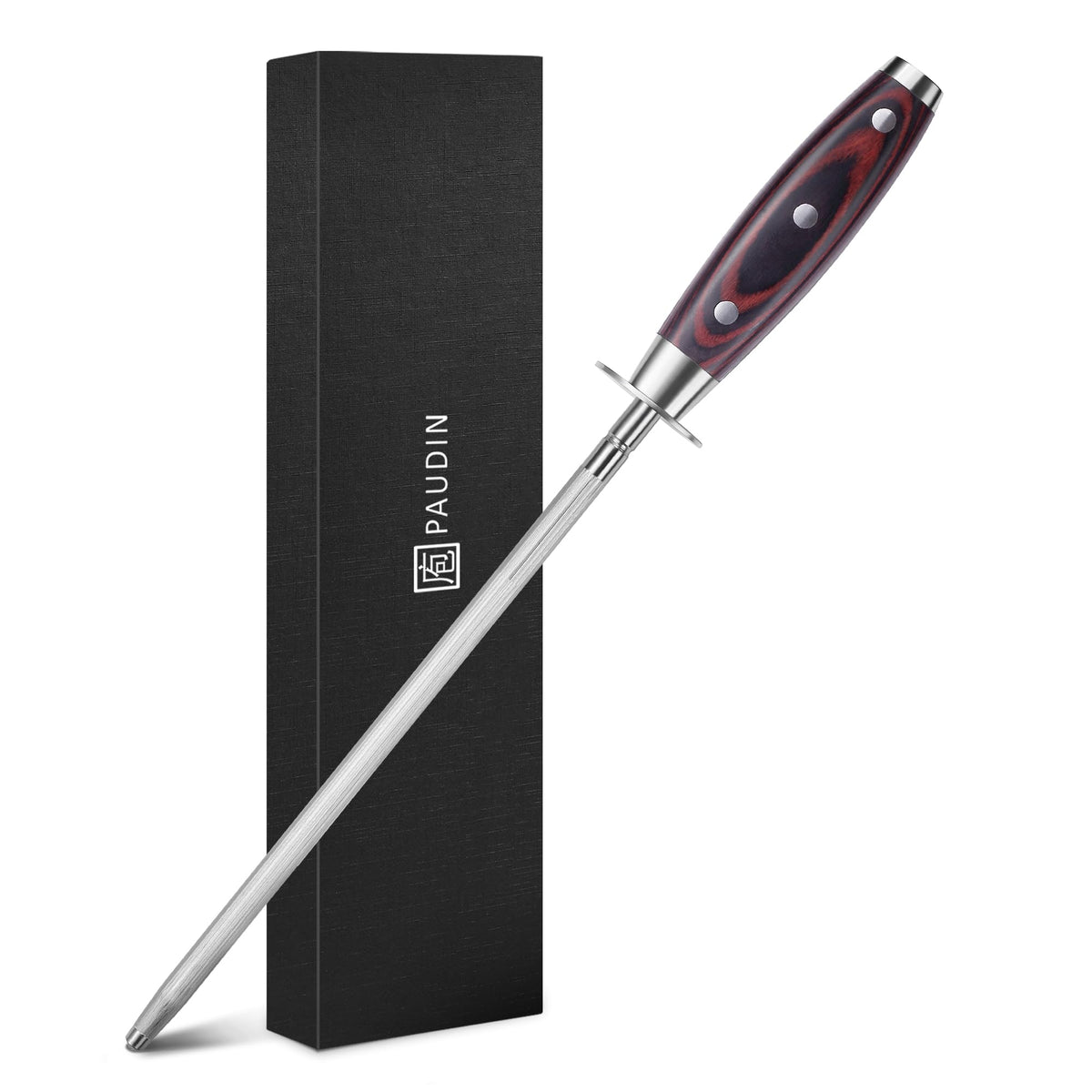 PAUDIN honing rod front packaging showing product and warranty benefits