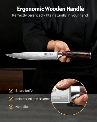 PAUDIN knife next to ruler for scale and accurate size