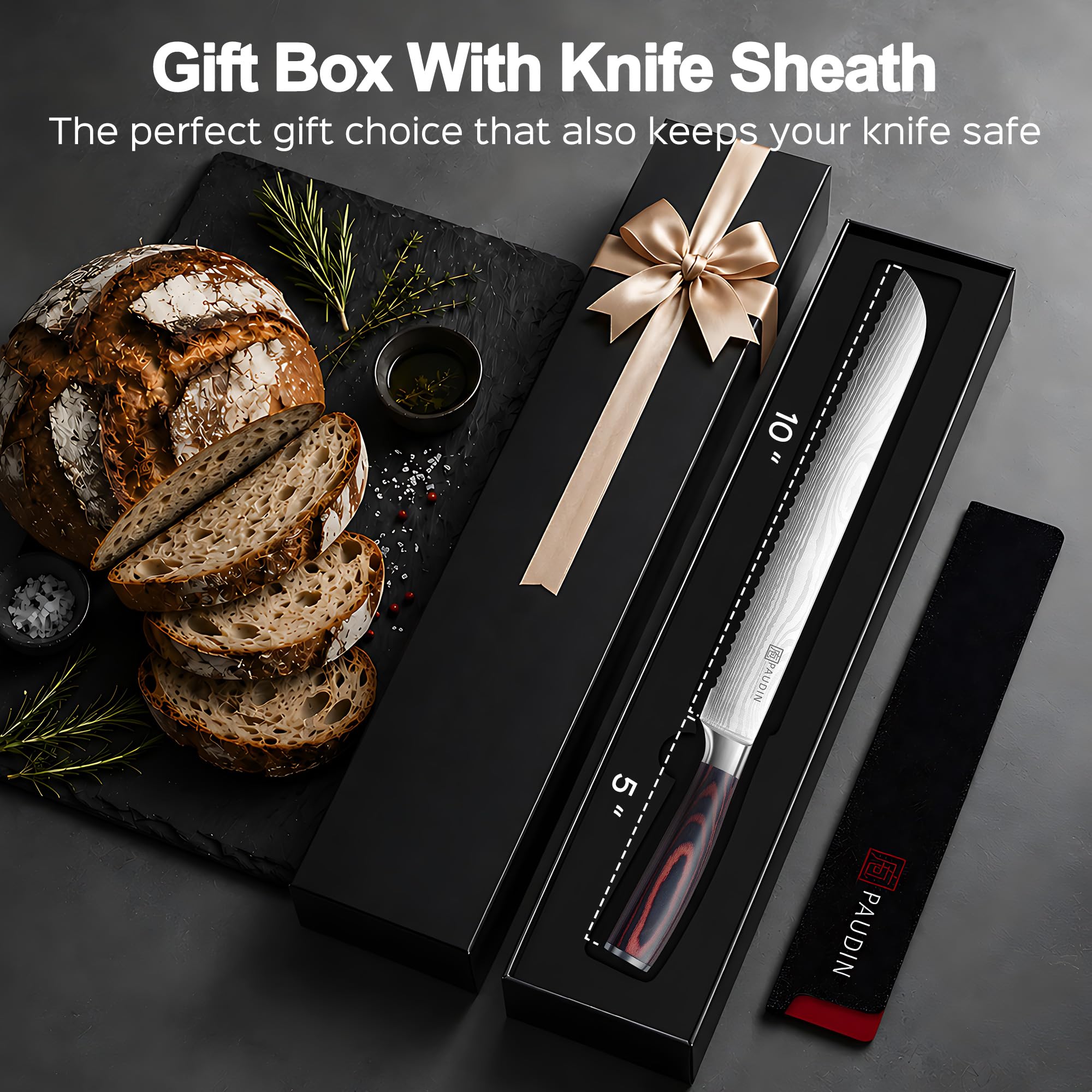PAUDIN elegant gift box with knife displayed for presentable, ready-to-gift appeal