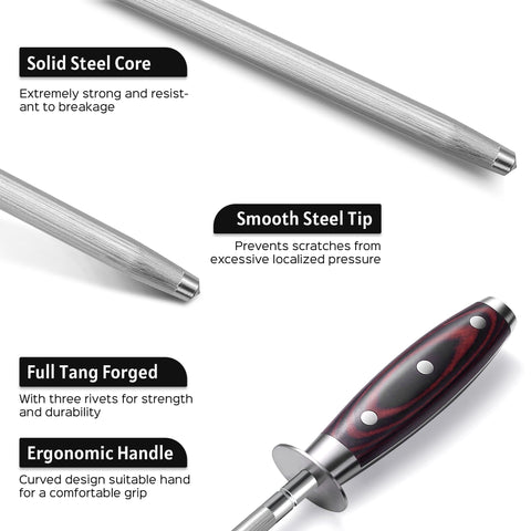 PAUDIN pakkawood handle detail offering ergonomic secure grip advantage