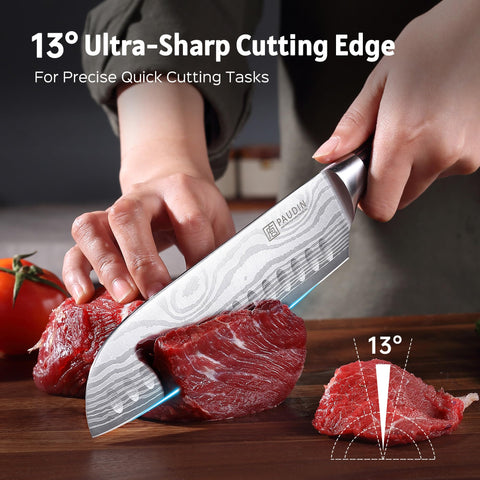 PAUDIN blade edge profile highlighting 13-degree grind for precise cutting benefit