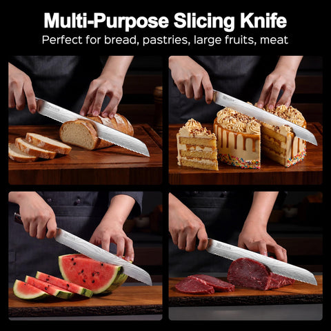 PAUDIN knife next to ruler showing 10-inch scale for accurate length and reach benefit