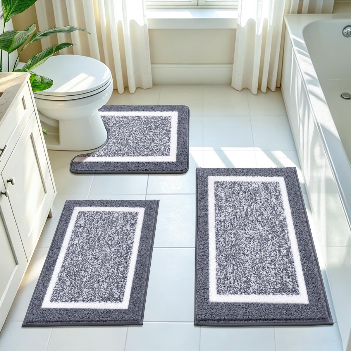 Pauwer front view of dark grey three-piece set showing coordinated styling and comfort