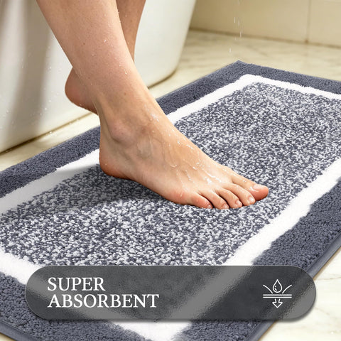 Pauwer mat placed by vanity demonstrating comfort and water protection