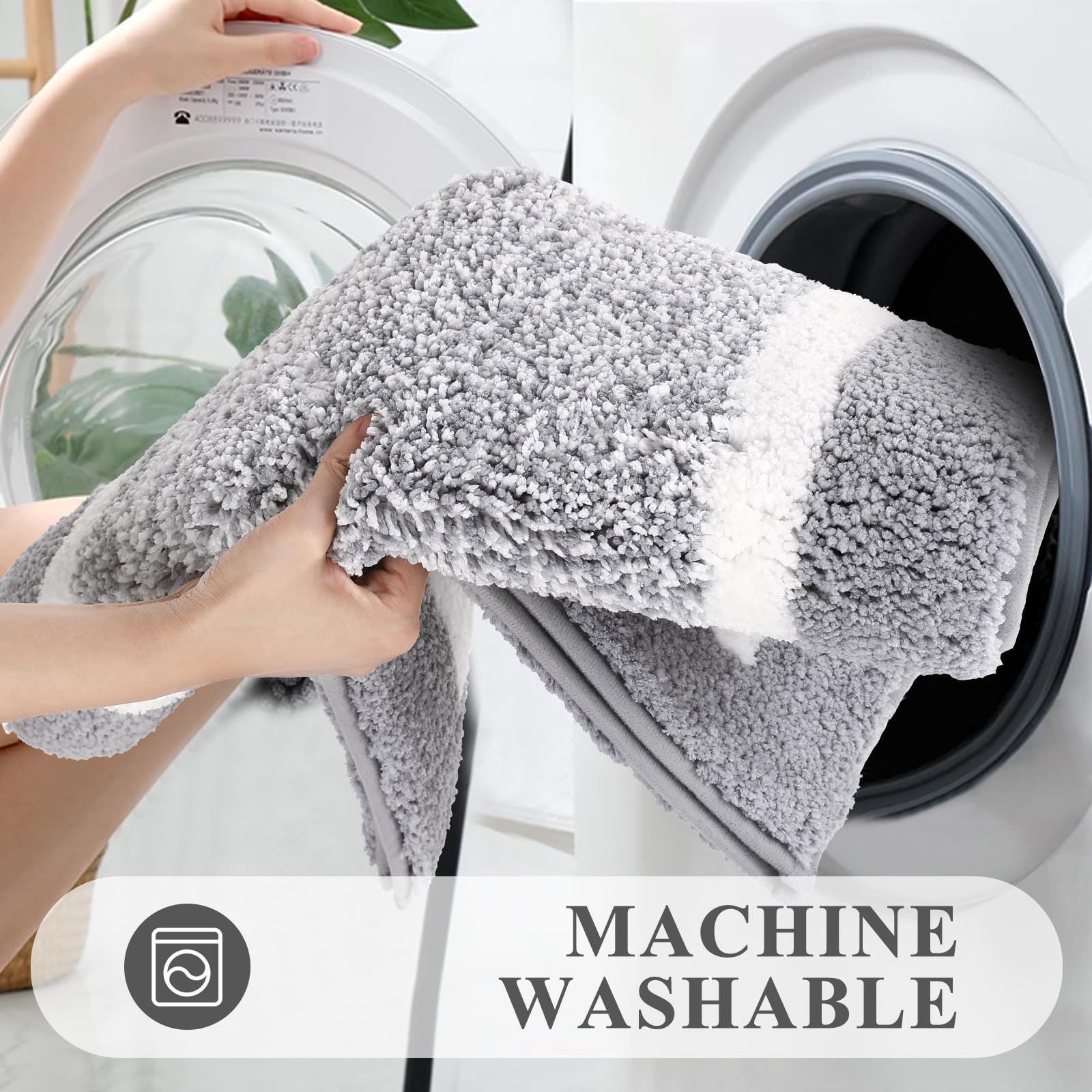 Pauwer large mat beside bathtub showing scale and warm, slip-resistant stepping surface