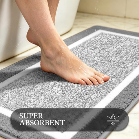 Pauwer runner laid along vanity showing coverage and comfort benefit