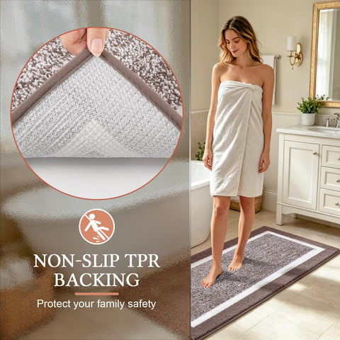 Pauwer U-shaped contour mat placed around a toilet for splash protection and comfort