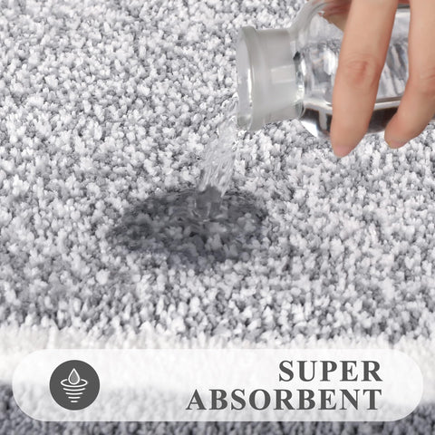 Pauwer u-shaped contour rug installed around toilet demonstrating neat fit and comfort benefit