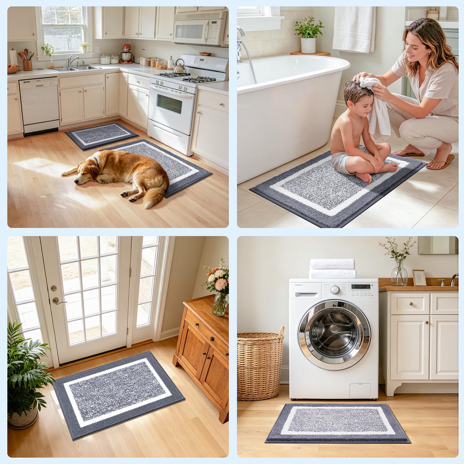 Pauwer machine-washable rug in washer showing easy cleaning convenience