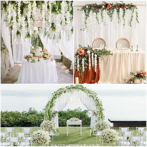 Pauwer wisteria decorating a staircase railing adding instant visual fullness