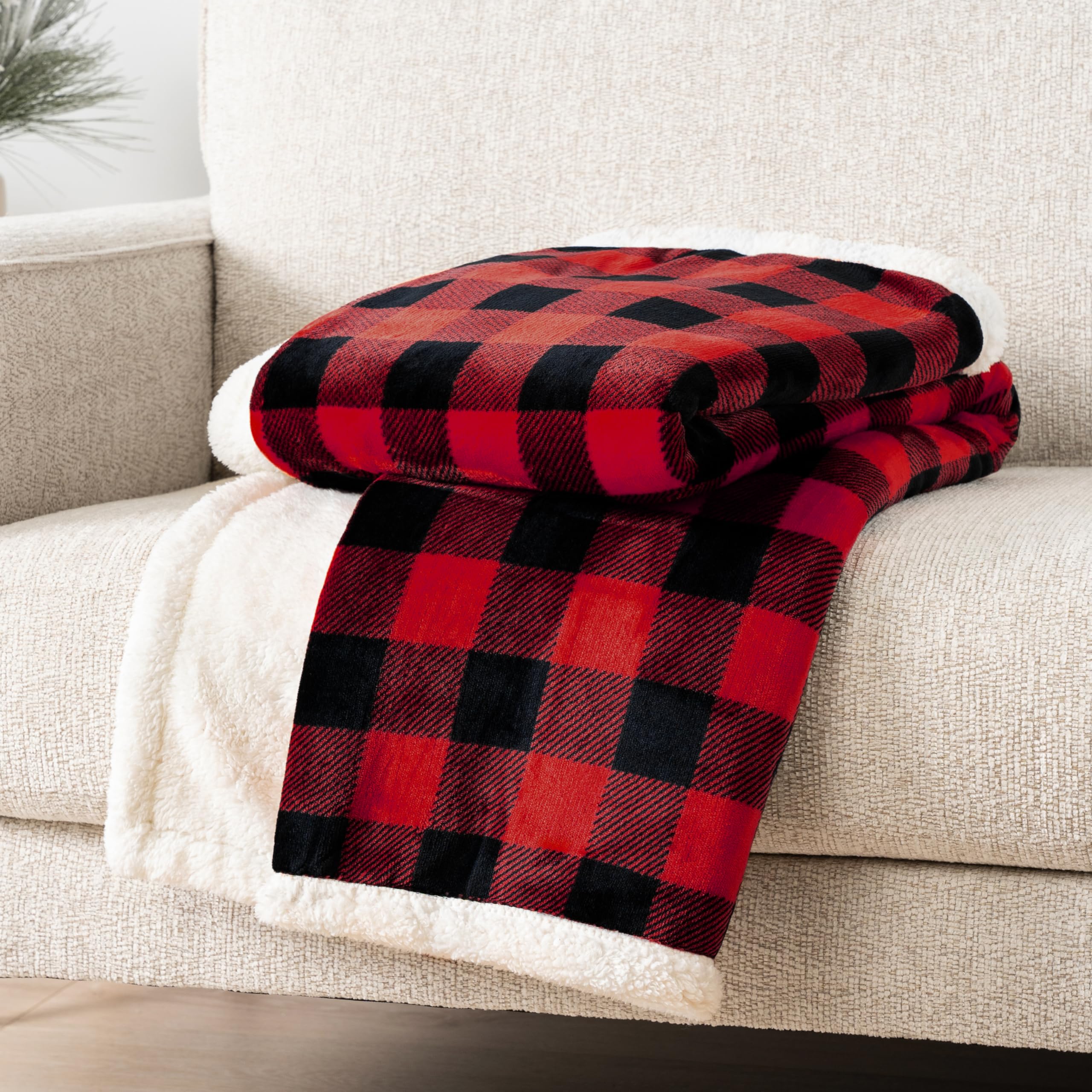 PAVILIA blanket folded detail showing soft fleece and compact storage
