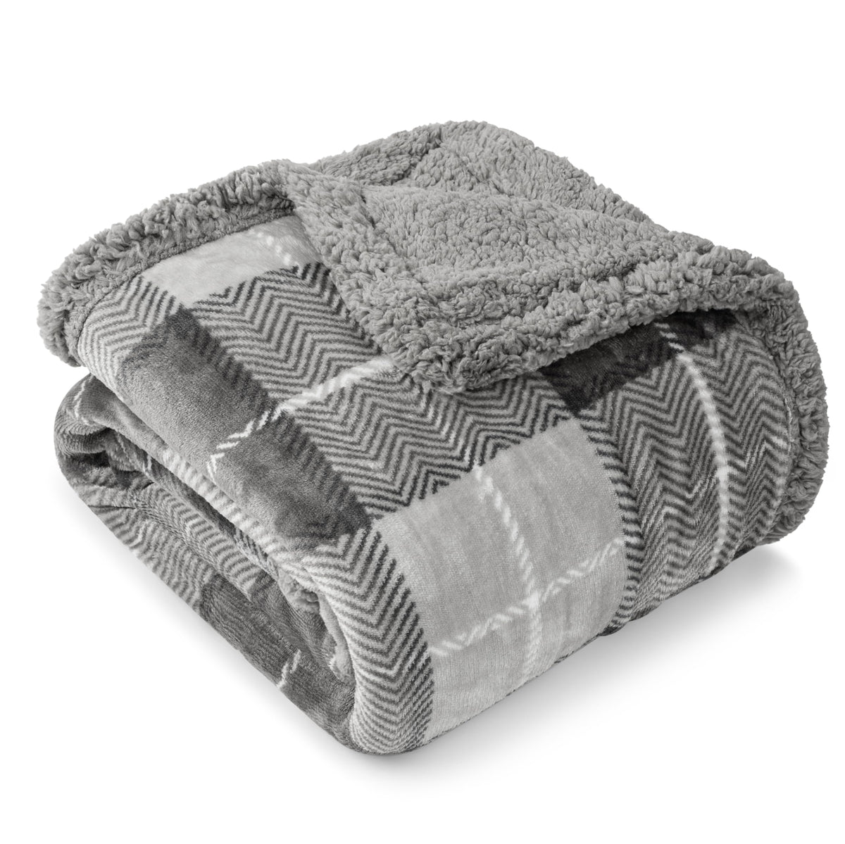 PAVILIA plaid front showing soft texture and stylish neutral look