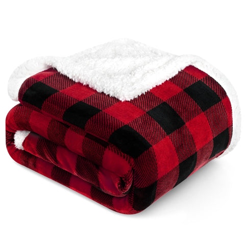 PAVILIA checkered blanket front view showing bold plaid and cozy look