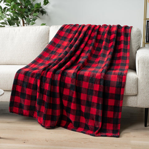 PAVILIA draped over sofa showing stylish plaid and living room comfort