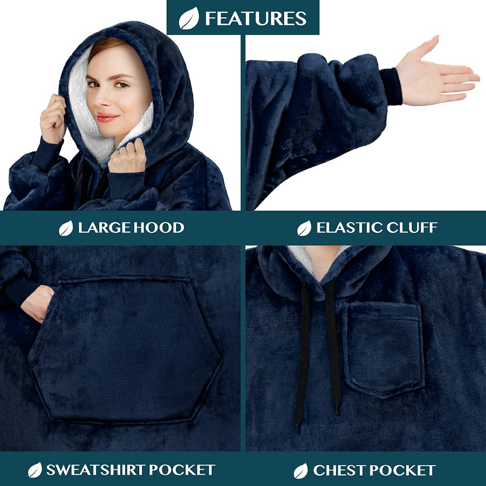 PAVILIA giant pocket detail in navy illustrating convenient storage
