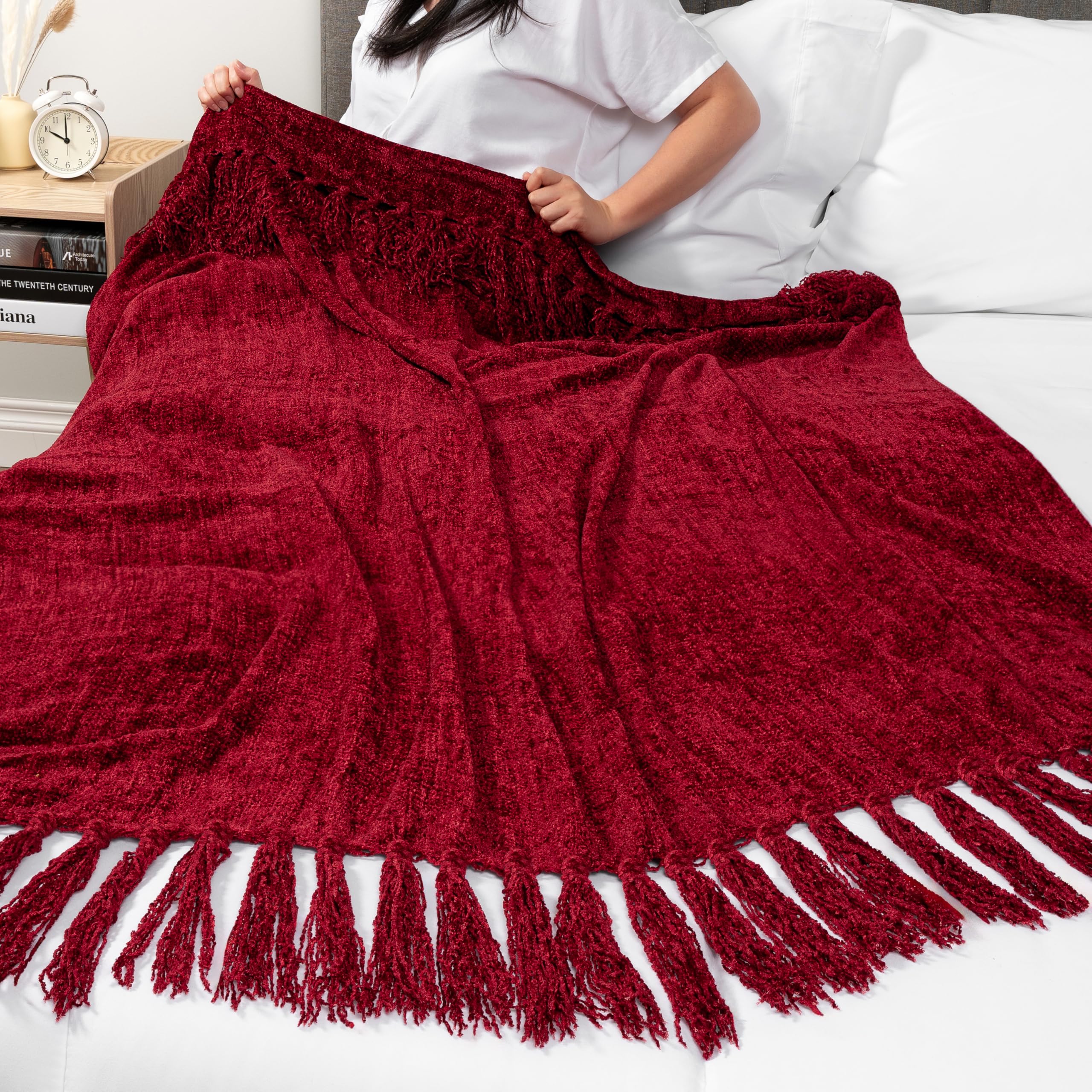 PAVILIA blanket used on lap while reading for comfortable warmth
