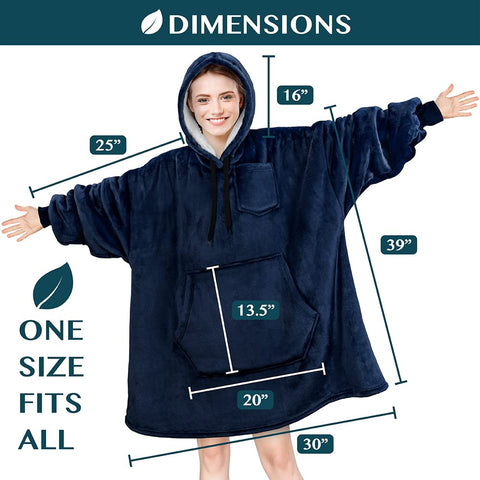 PAVILIA size comparison on chair illustrating roomy one-size fit