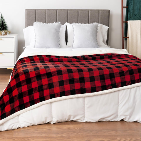 PAVILIA blanket size scale on twin bed illustrating full coverage