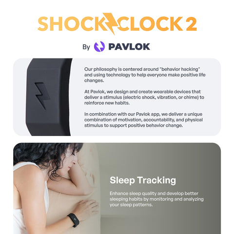 Pavlok Shock Clock 2 display closeup with readable controls for quick setup
