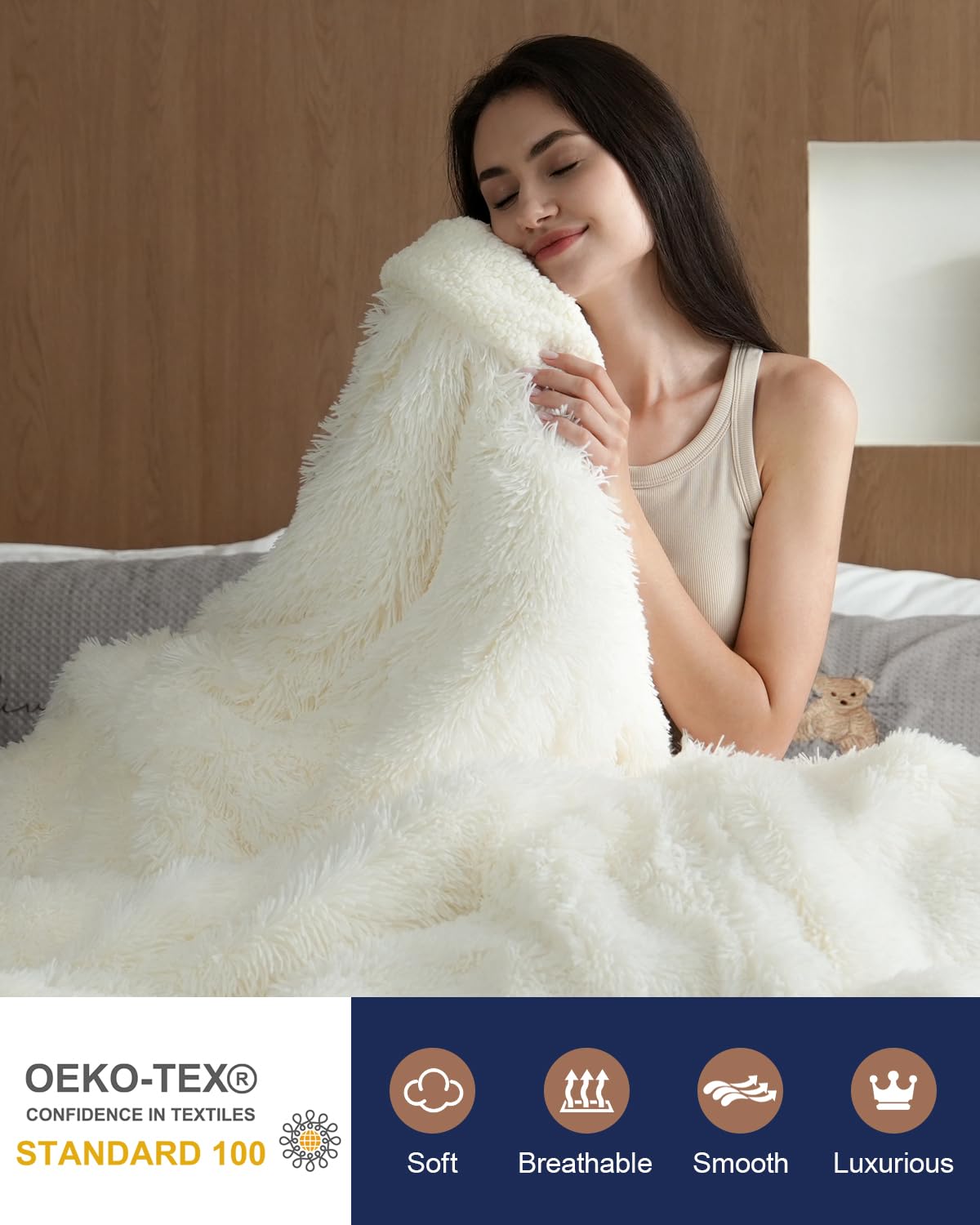 Pawque cream throw edge stitch detail highlighting durable construction